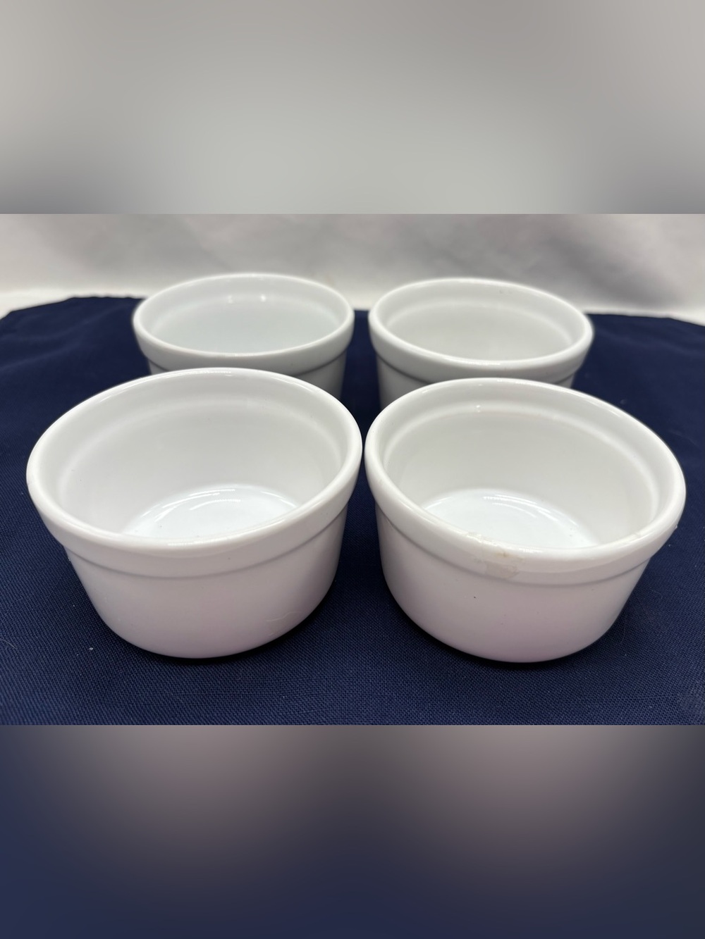 Primagera Portugal Lot of 4 White Soufflé Bowls Ramekins Ceramic Bakeware